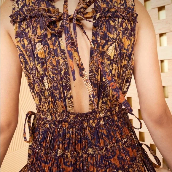 Ulla Johnson Brown and Navy Printed Maxi Dress - Picture 10 of 10